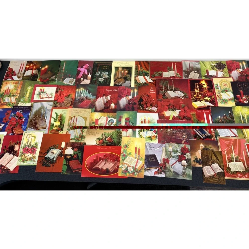 Vintage Christmas Cards Fronts ONLY Bibles Scrapbooking Decoupage Lot of 50+